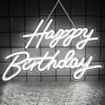 thumbnail image 1 of Letrero de neón de feliz cumpleaños para decoración de pared, señal LED de feliz cumpleaños, luz de neón regulable alimentada por USB, para telón de fondo, decoración de fiesta de cumpleaños, color, 1 of 4