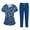 58#Navy, variant on Medical Scrubs Set for Women Cute Print Scrub Top and Cargo Pants with Stretch Nursing Quick Dry Uniform Suits White XL
