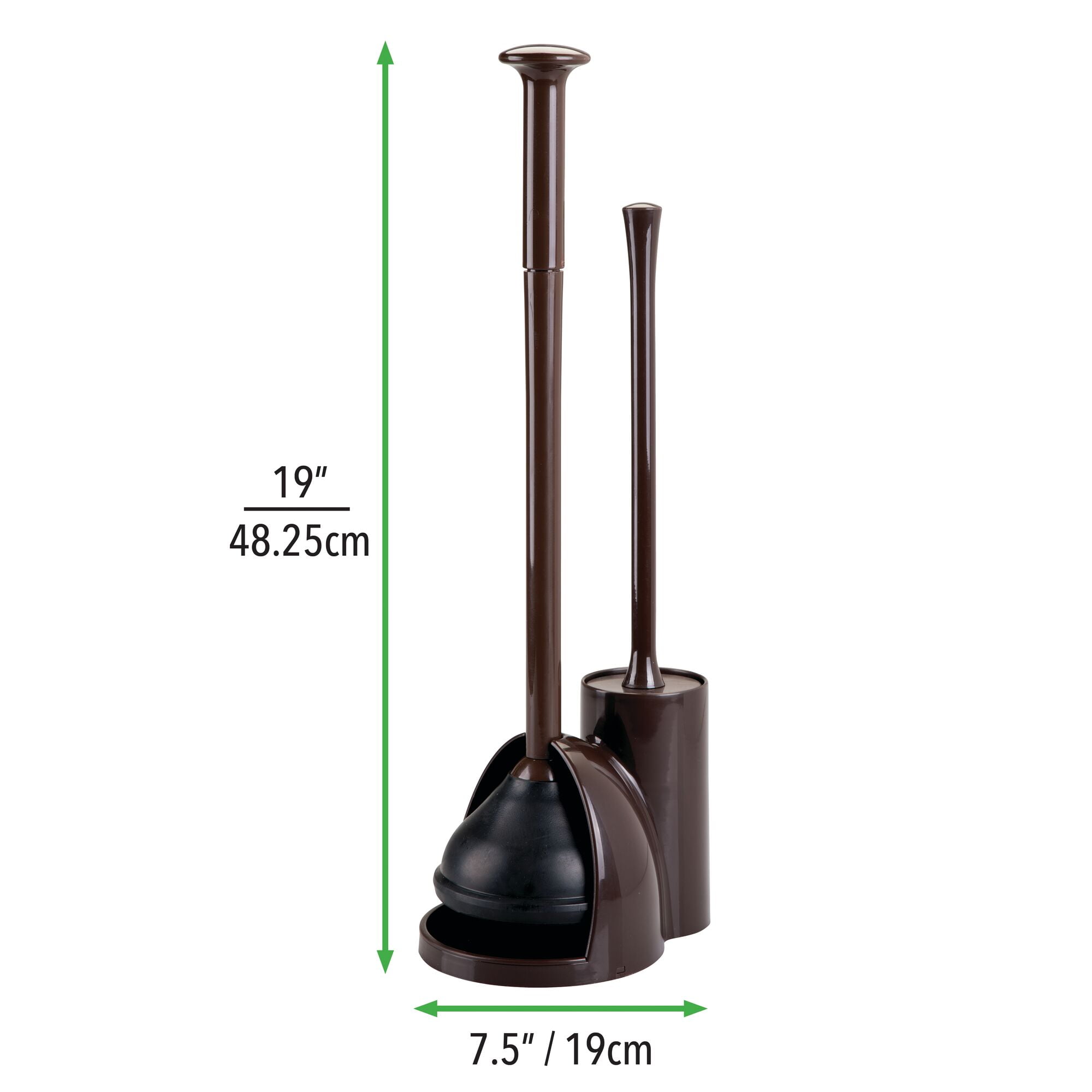 mDesign Hidden Plunger and Brush Set for Toilet Bowl - Dark Brown
