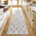 thumbnail image 6 of Floral Hallway Rug, Ultra-Thin Boho Tropical Area Rug, Vintage Long Rugs for Entryway, Kitchen, Room Decor, Home Decor Moroccan Low-Pile Rug, 2 x 6 ft, Dark Blue, 1 Pack, 6 of 6