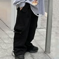 thumbnail image 4 of Atogsazn Toddler Boys Baggy Cargo Sweatpant Kids Casual Loose Fit Wide Leg Pant with Pocket Trouser Outfit 02-Black 11-12 Years Fashion, 4 of 4