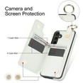 thumbnail image 6 of Cutyskin for Samsung Galaxy S21 FE Wallet Case【RFID Blocking】 with Card Holder Cash Pocket Zipper Bills Slot, Soft PU Leather Magnetic Back Folio Kickstand, Finger Ring Holder Hook Case, White, 6 of 9