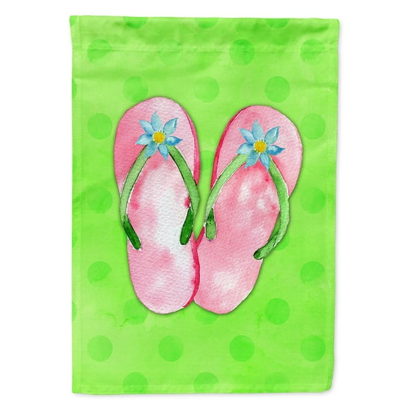 Carolines Treasures BB8220CHF Pink Flip Flops Green Polkadot Flag Canvas House Size  Large multicolor