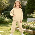 thumbnail image 4 of Eltusu Girls Outfit Sets Two Pieces, Elaastic Waistband Sports Long Sleeve Sweatshirts and Joggers Sets Beige Size 12-13 T, 4 of 8