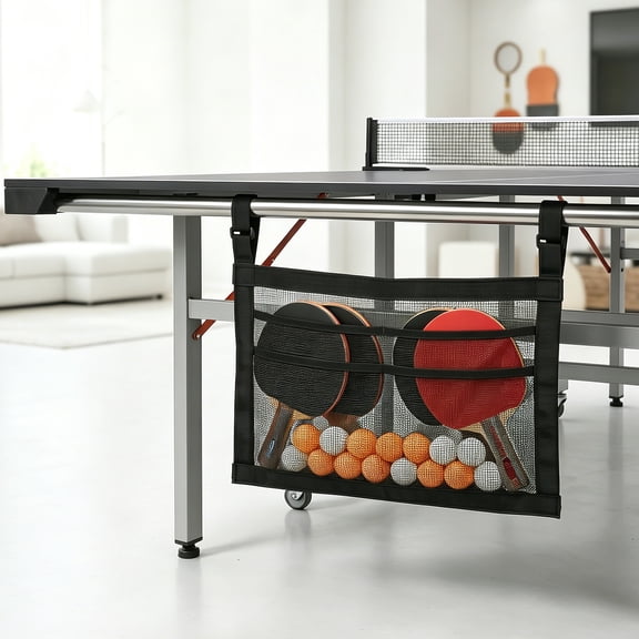Grusce Ping Pong Paddle Holder, Under Table Tennis Bat Hanging Bag with Adjustable Strap, Ping Pong Ball and Bat Storage Case for Pickleball Paddle and Ball