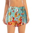 thumbnail image 2 of Balery Floating Colorful Cereal Pantalones cortos deportivos para mujer con forro y dos bolsillos, elásticos, para entrenamiento, gimnasio, yoga-Small, 2 of 7