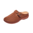 thumbnail image 2 of Purcolt Clogs for Women Comfortable Casual Hollow-out PU Leather Closed Round Toe Arch Support Slip On Flat Shoes Lightweight Memory Foam House Shoes with Buckle, 2 of 9