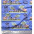 thumbnail image 1 of Soimoi Rayon Fabric Tree,Deer & Racoon Cartoon Print Fabric by The Yard 56 Inch Wide, 1 of 3