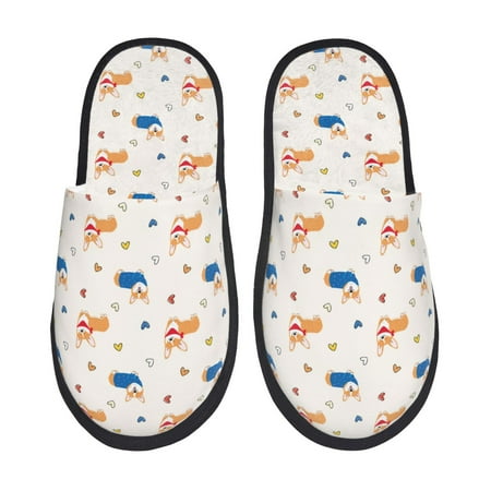 

Pofeuu Corgi Dog And Heart Print EVA Fuzzy House super light Slippers Slippers Scuff Outdoor Indoor Warm Cozy Plush Bedroom Shoes Soft Flat Comfy Anti-Slip-Large