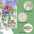 thumbnail image 3 of Hello Spring Pansy Flowers Decorative Garden Flag, Floral Eucalyptus Leaves Yard Outside Decorations, Seasonal Burlap Outdoor Small Home Decor Double Sided 12.5 x 18, 3 of 6