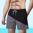 thumbnail image 4 of Yaoyar Men's Color Block Drawstring Pocketed Elastic Waist Ocean Surf Swim Trunks Ice Silk Quick Dry ‌Knee-Length TrousersGym Running Shorts,Dark Gray,2XL, 4 of 7