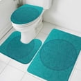 thumbnail image 3 of Teal Boho Bath Mat 3 Piece Bathroom Rug Set, Farmhouse Abstract Geometric Aesthetic Art Non Slip Bath Rug Contour Mat and Toilet Lid Cover, Absorbent Shower Mats Soft Bath Rugs and Mats Sets, 3 of 8