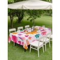 thumbnail image 4 of Outdoor Tablecloth with Umbrella Hole for Patio/Picnic/Party/Camping, Colorful Flowers Waterproof Table Cloth Rectangle Table Cover Washable, Spring Watercolor Love Heart Floral Pink (60"x 102"), 4 of 9