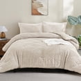thumbnail image 4 of ANGENIA Bed in a Bag Queen Comforter Set Beige, 7 Pieces Bedding Comforter Sets for Queen Size Bed, Boho Cream Cozy Fluffy Tufted Bed Sets with Comforter, Sheets, Pillowcases & Shams, 4 of 7