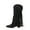 Black, variant on Fringe Boots for Women Western Metal Tassel Comfortable Square Toe Thick Heel Cowgirl Mid Calf Boots Pink 5.5(36)