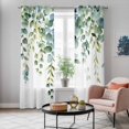 thumbnail image 5 of Eucalyptus Green Kitchen Curtains 84 Inch Length, Gradient Leaves Retro Watercolor Plant Grommet Top Bedroom Living Room Curtains, Light Filtering Cafe Curtain Drapes 2 Panels Set 84''x84'', 5 of 9