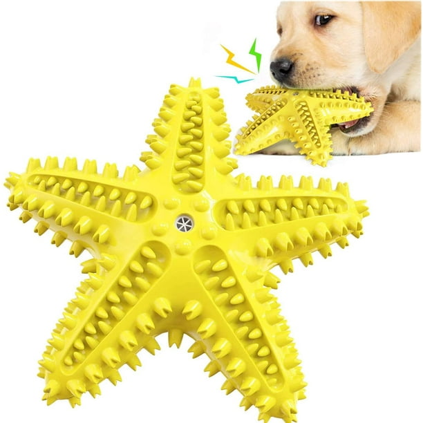 Juguetes para perros, juguetes masticables para perros, goma antimordeduras con forma de estrella de mar, limpieza de dientes adecuada para perros pequeños y medianos.