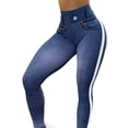 thumbnail image 1 of VSNOW Women Imitation Denim Print Jeggings Jeans High Waist Stretch Leggings, 1 of 4