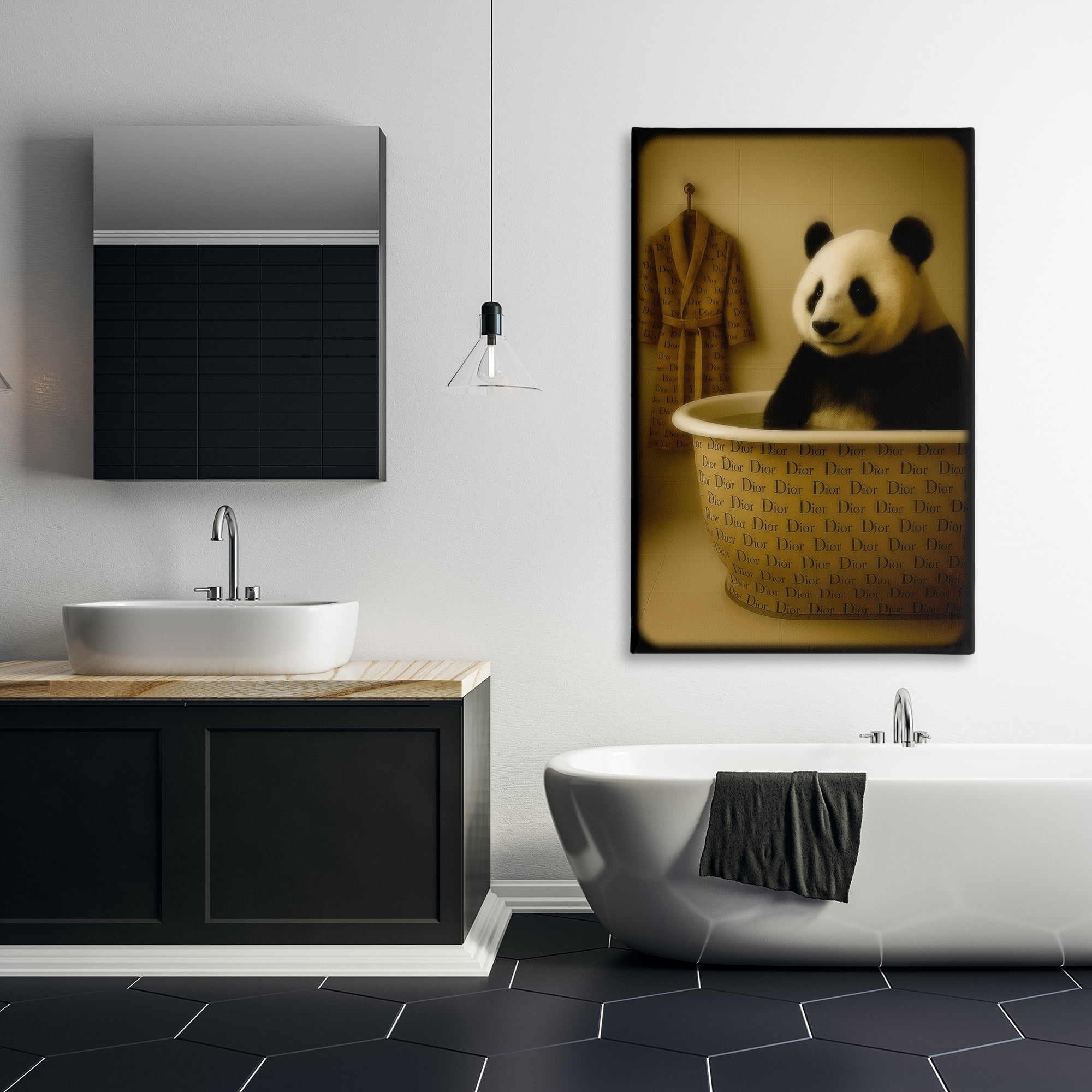 Stupell Industries Couture Panda in Luxury Tub Canvas Wall Art, design by Grotto Studios