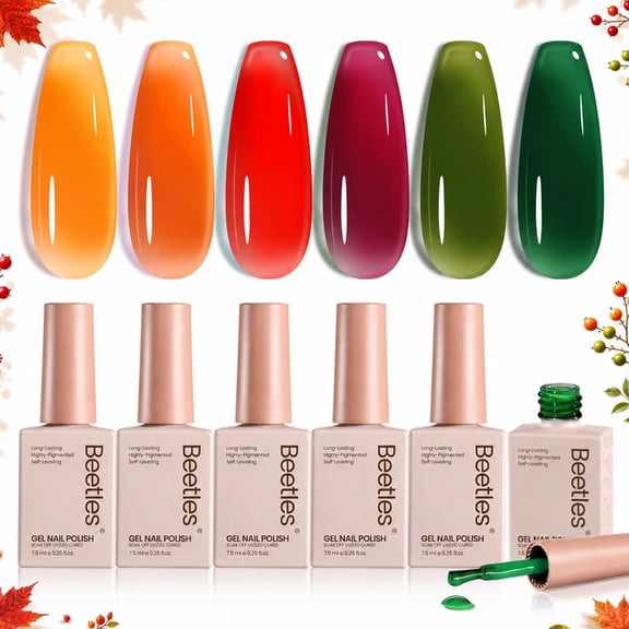 Beetles Jelly Gel Nail Polish Set, 6 Colors Fall Gel Polish Kit
