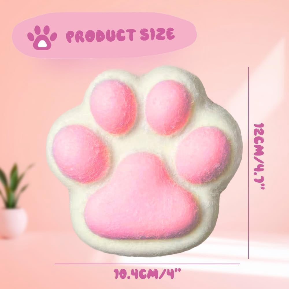 Taba Squeeze Toys Handmade Cat Paw Squeeze, 4 Inches Big FuFu Squeeze Paw, Cute Soft Squeeze Fidget Toys Squeeze Toys for Stress Relief (Pink)