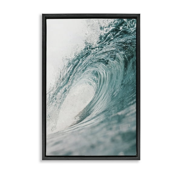 Stupell Industries Rolling Surf Waves Nautical & Beach Photography Black Floater Framed Canvas Art Print Wall Art, 17 x 25