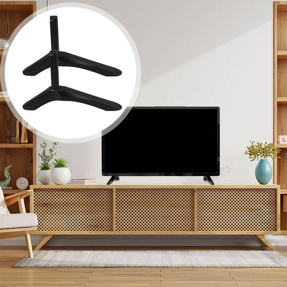Hemoton Black Aluminum Alloy TV Stand No-Drill Heavy Duty Base for Small TV Stable and Stylish Design