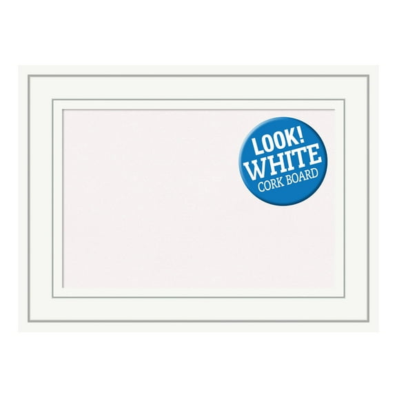 Amanti Art White Cork Board Wood Framed Craftsman White Bulletin Board 23 in. x 17 in.