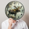 thumbnail image 5 of Wall Clock Battery Operated Non-Ticking Silent for Living Room Bedroom Kitchen Office Decor Moose on Misty Lake 12", 5 of 10
