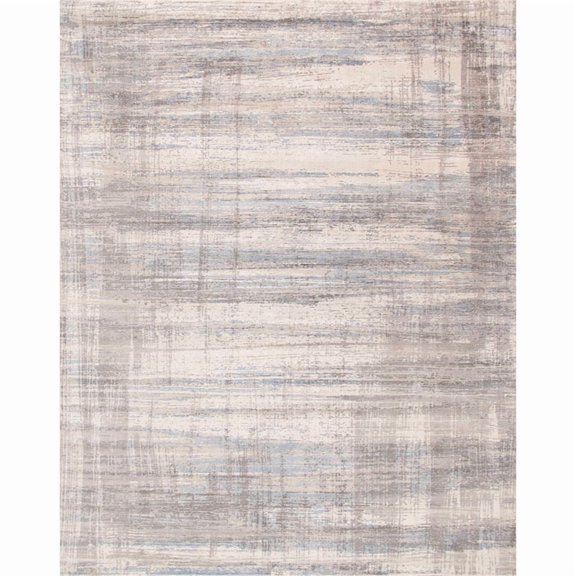 Pasargad Home Modern Collection Hand-Loomed Bsilk&wool Area Rug, 8' 0" X 10' 0", Silver
