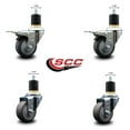 thumbnail image 2 of 3 Inch Thermo Rubber Swivel 1-7/8 Inch Expanding Stem Caster Set 2 Brakes, 2 of 2