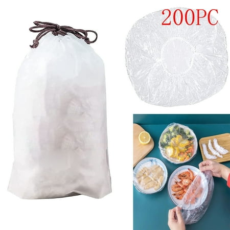 

BDDVIQNN Universal Kitchen Reusable Elastic Food Storage Covers Fresh Keeping Bags 200PC E