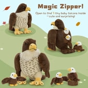 Muiteiur 4Pcs Falcon Stuffed Animal 13.7 Giant Falcon Plush with 3 Babies Eagle Plush Toy