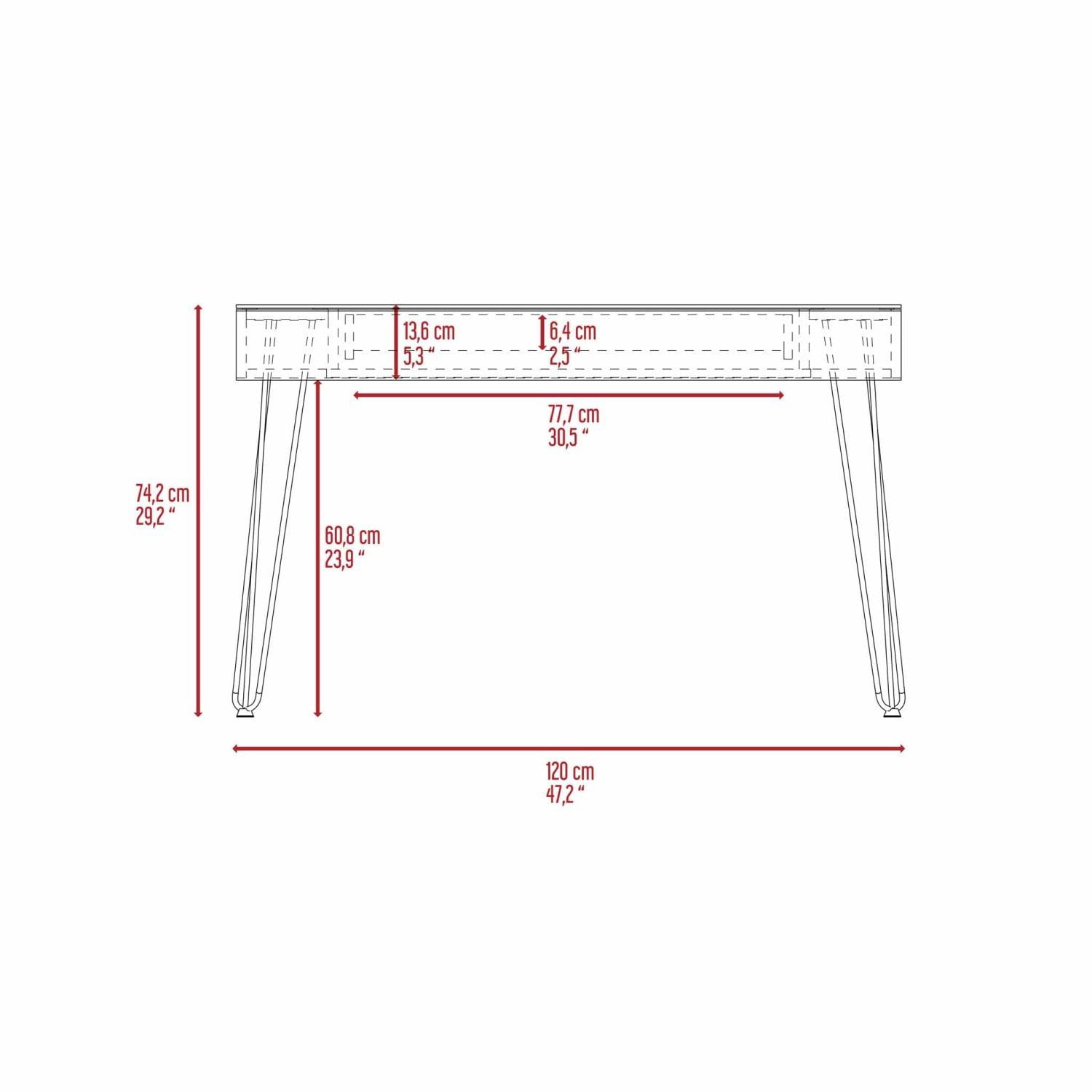 Asteroutdoor Mahogany 1-Drawer Rectangle Writing Desk with Hairpin Legs