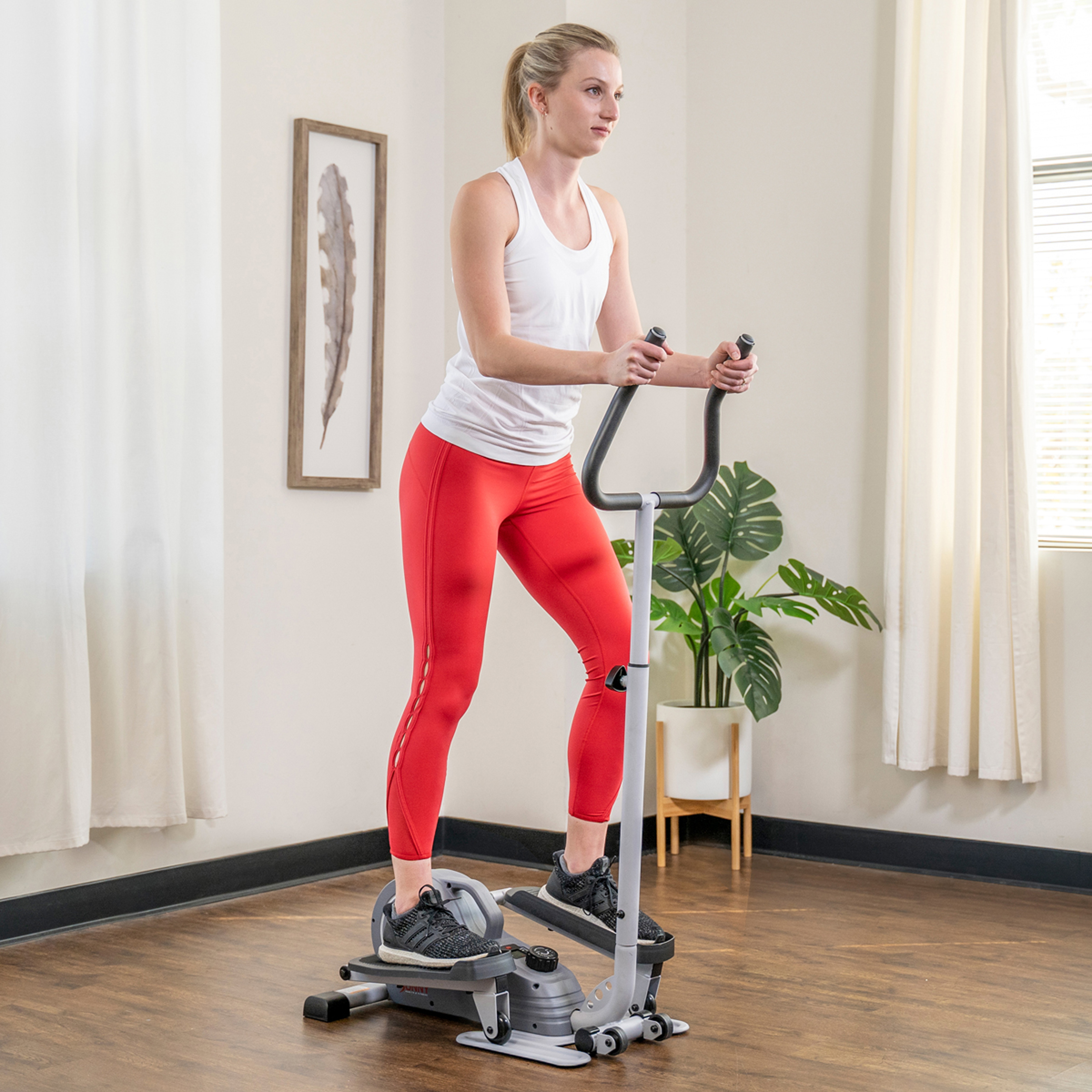 Sunny Health & Fitness Compact Magnetic Standing Elliptical Machine w/ Handlebars - Portable Workout Stepper for Home, SF-E3988 - image 14 of 18