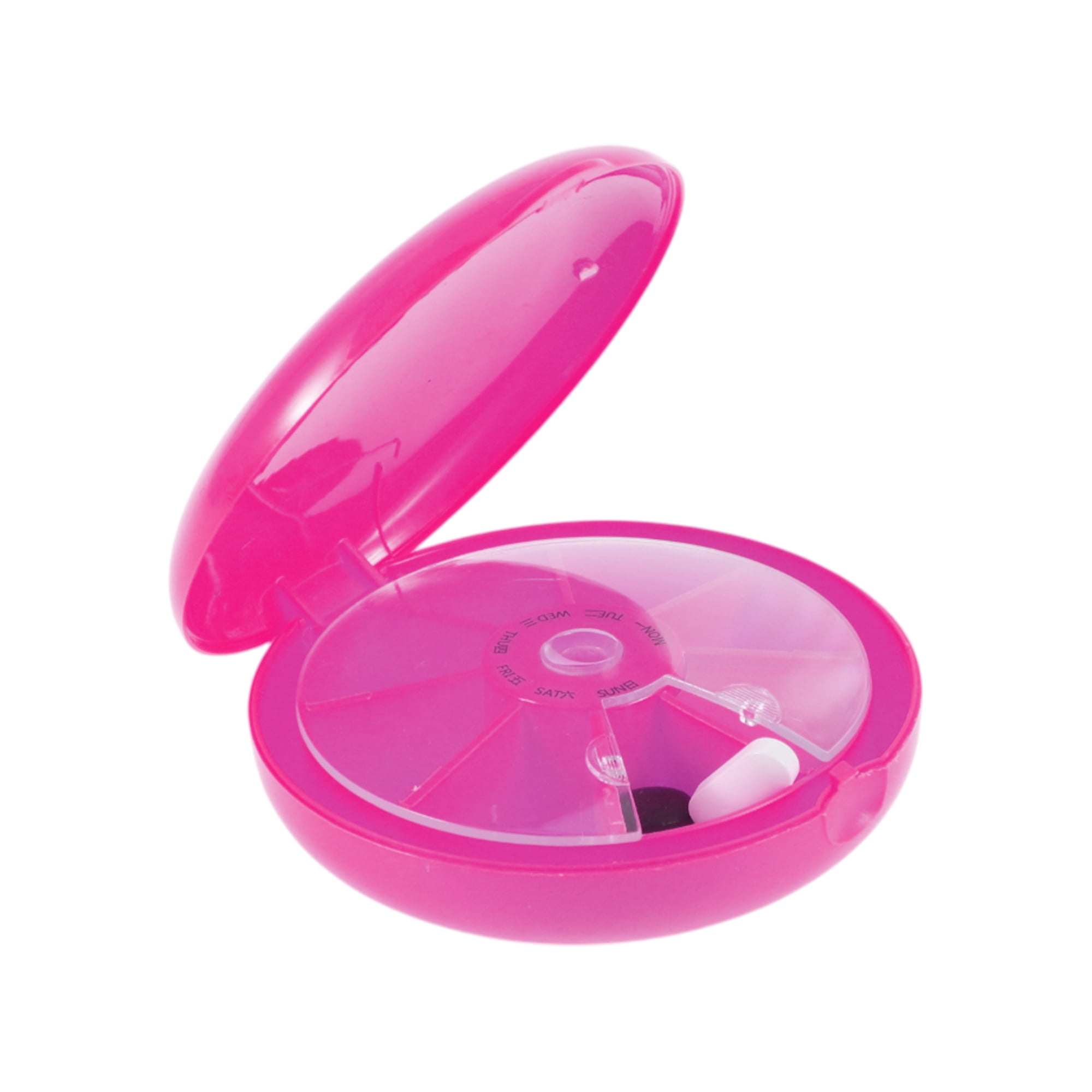 Unique Bargains Lightweight 7 Grids Circular Single Layer Pill Case Purple