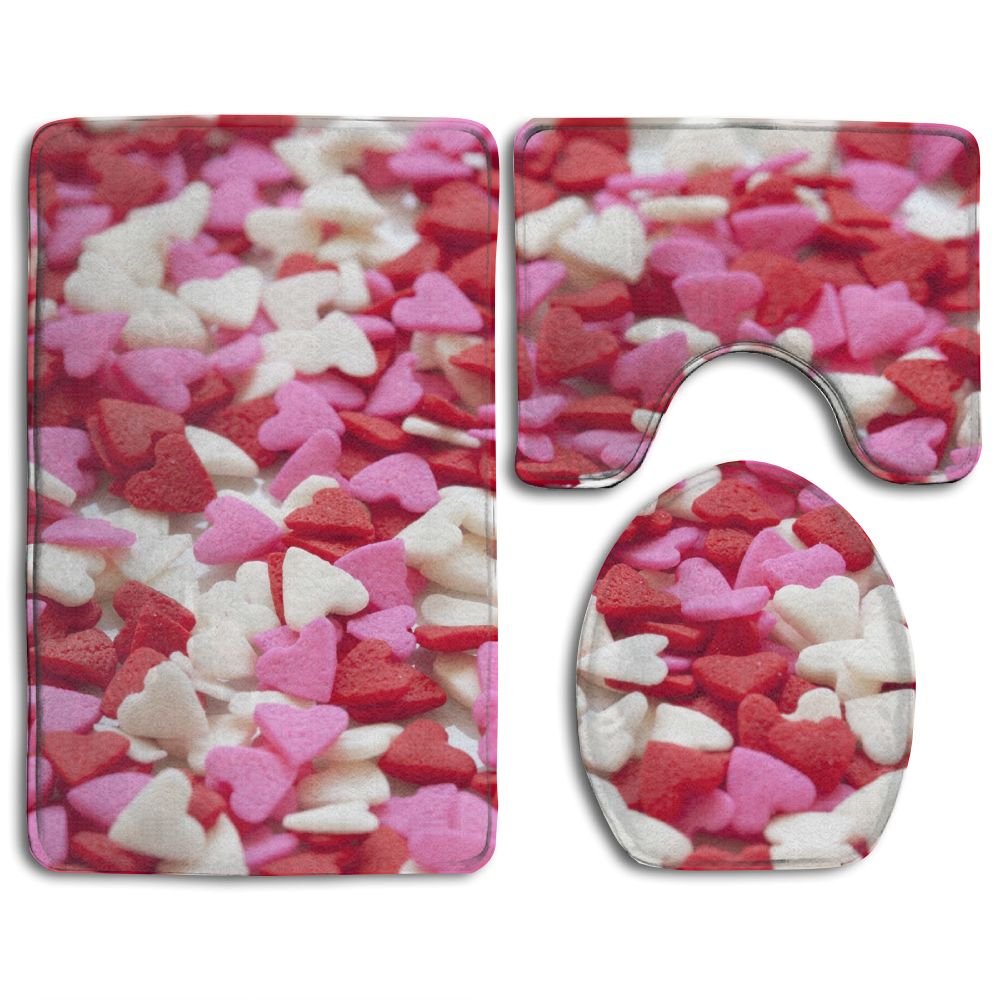 Xddja Sugar Hearts 3 Piece Bathroom Rugs Set Bath Rug Contour Mat And Toilet Lid Cover Walmart Canada