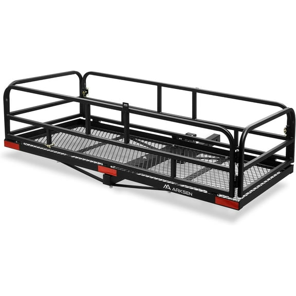 ARKSEN 60"x 24"x 14" Foldable Car Rear High Cargo Rack Carrier Trailer Hitch-Mounted Luggage Basket Fit 2" Receiver (500 lbs Capacity)