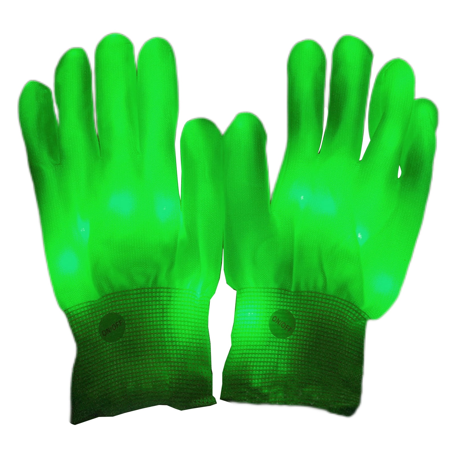 Smrinog Christmas Luminous Glove, Halloween LED Colorful Gloves, Polyester Cotton Unisex Skeleton Glove Party Supplies, LED Halloween Neon Glowing Glove for Stage (Green)