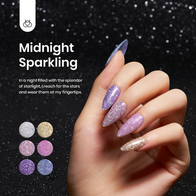  GAOY Reflective Glitter Gel Nail Polish Set of 6 Colors  Including Red Brown Blue Holographic Glitter Gel Polish Kit UV LED Soak Off  Sparkly Home DIY Manicure Nail Salon Shiny