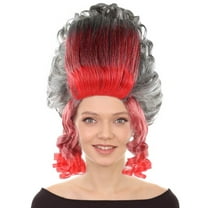 Historical Beehive Wig for Women 19th Century Premium -, Flame-Retardant Synthetic Fiber - Red & Grey
