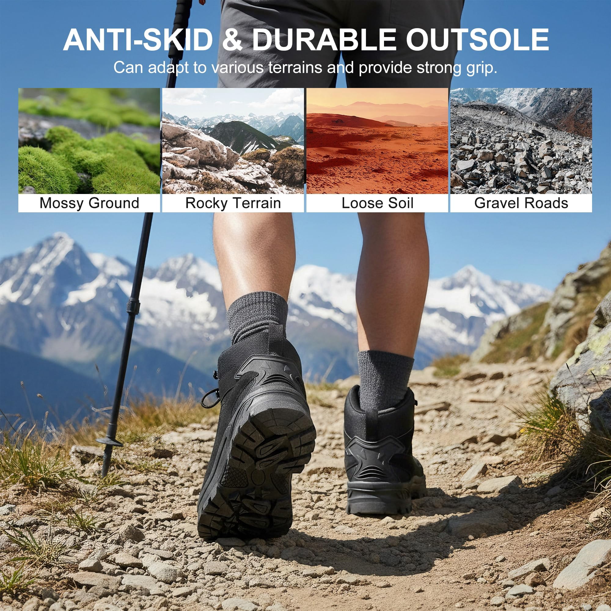 Ablanczoom Mens Hiking Boots: Breathable Outdoor Ankle Boots Men Work Shoes