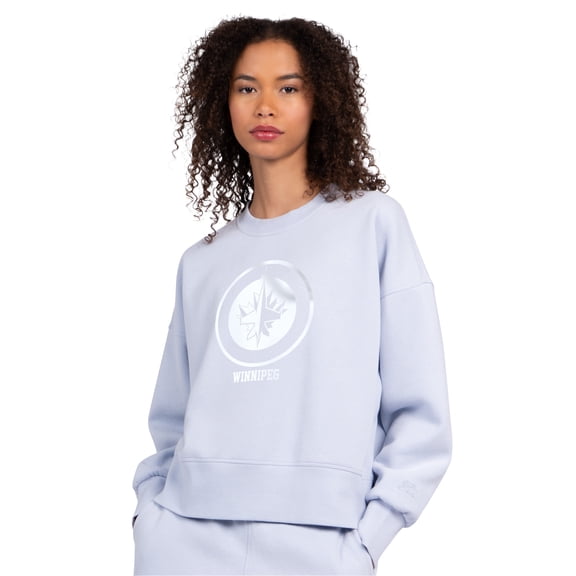 Women's Starter Blue Winnipeg Jets Boxy Cropped Sweatshirt