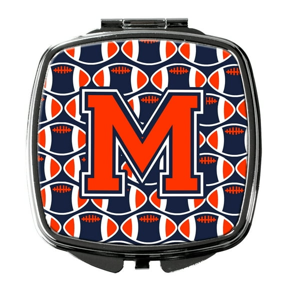 Letter M Football Orange Blue and white Compact Mirror CJ1066-MSCM