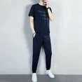 thumbnail image 4 of Trajes deportivos para hombre, conjuntos de pantalones, ropa de trabajo negra, camisetas, pantalones para hombre, nailon holgado, talla 5xl, oferta, tendencias elásticas premium de Kpop, disfraces S, 4 of 5