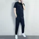 thumbnail image 4 of Conjunto de pantalones lisos para hombre, conjunto de camiseta y pantalones para entrenamiento sin logotipo para hombre, conjunto básico negro de dos piezas, camiseta nueva a juego de alta calidad, 4 of 5