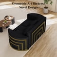 thumbnail image 6 of Wiilayok 65" Luxury Velvet Chesterfield Loveseat, Mid Century Modern 2 Seat with Thick Backrest, Gold Stainless Steel Trim, Crescent Moon Armrest, Black and Gold for Living Room, 6 of 9