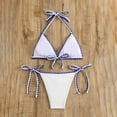 thumbnail image 4 of ZQGJB Women's Triangle Bikini Tie Side Whip Stitch String Bikini Sexy Summer Two Piece Swimsuit Bathing Suits(Blue,M), 4 of 6