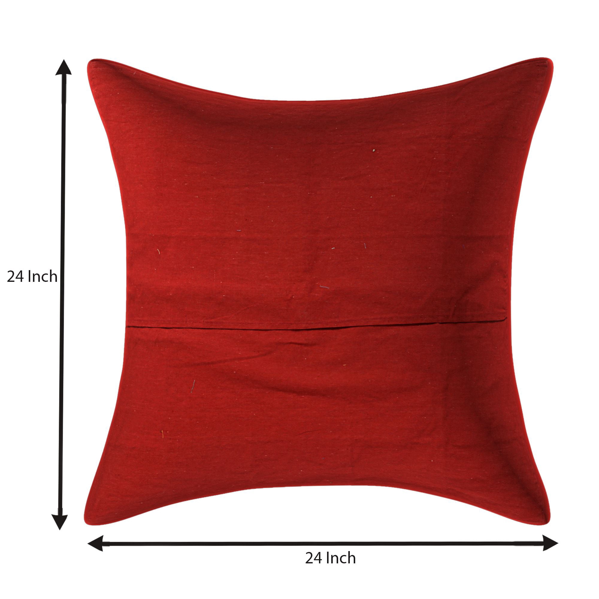 Stylo Culture Indian Vintage Patchwork Floral Settee Sofa Throw Pillow Covers 24 x 24 Big Maroon Bohemian 60 x 60 cm Home Decor Cotton Abstract Square Cushion Covers | Set Of 5