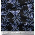 thumbnail image 3 of Soimoi Modal Satin Fabric Dot,Leaves & Butterfly Printed Craft Fabric by the Yard 42 Inch Wide, 3 of 3